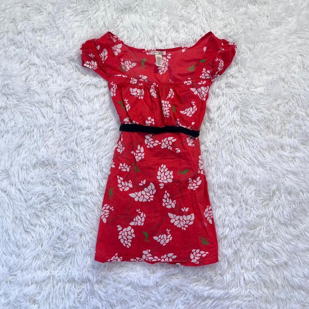 y2k red floral ruffle baby doll tie top small